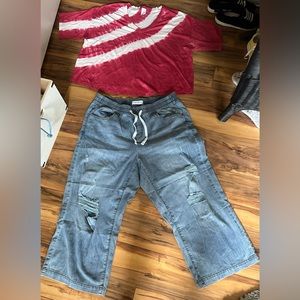 Crop top and Lane Bryant crop jeans.